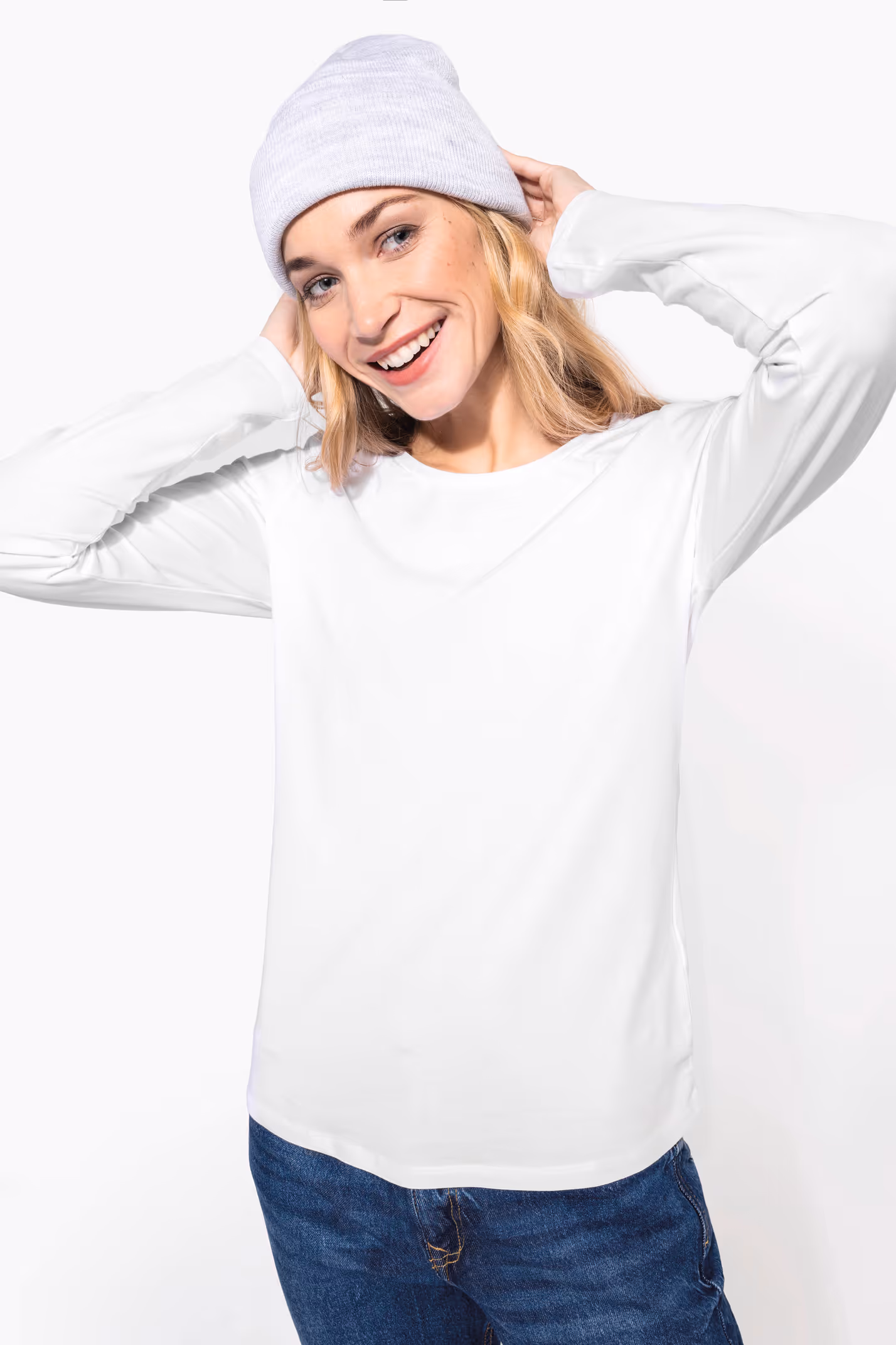 K3017 - T-shirt de senhora decote redondo de manga comprida