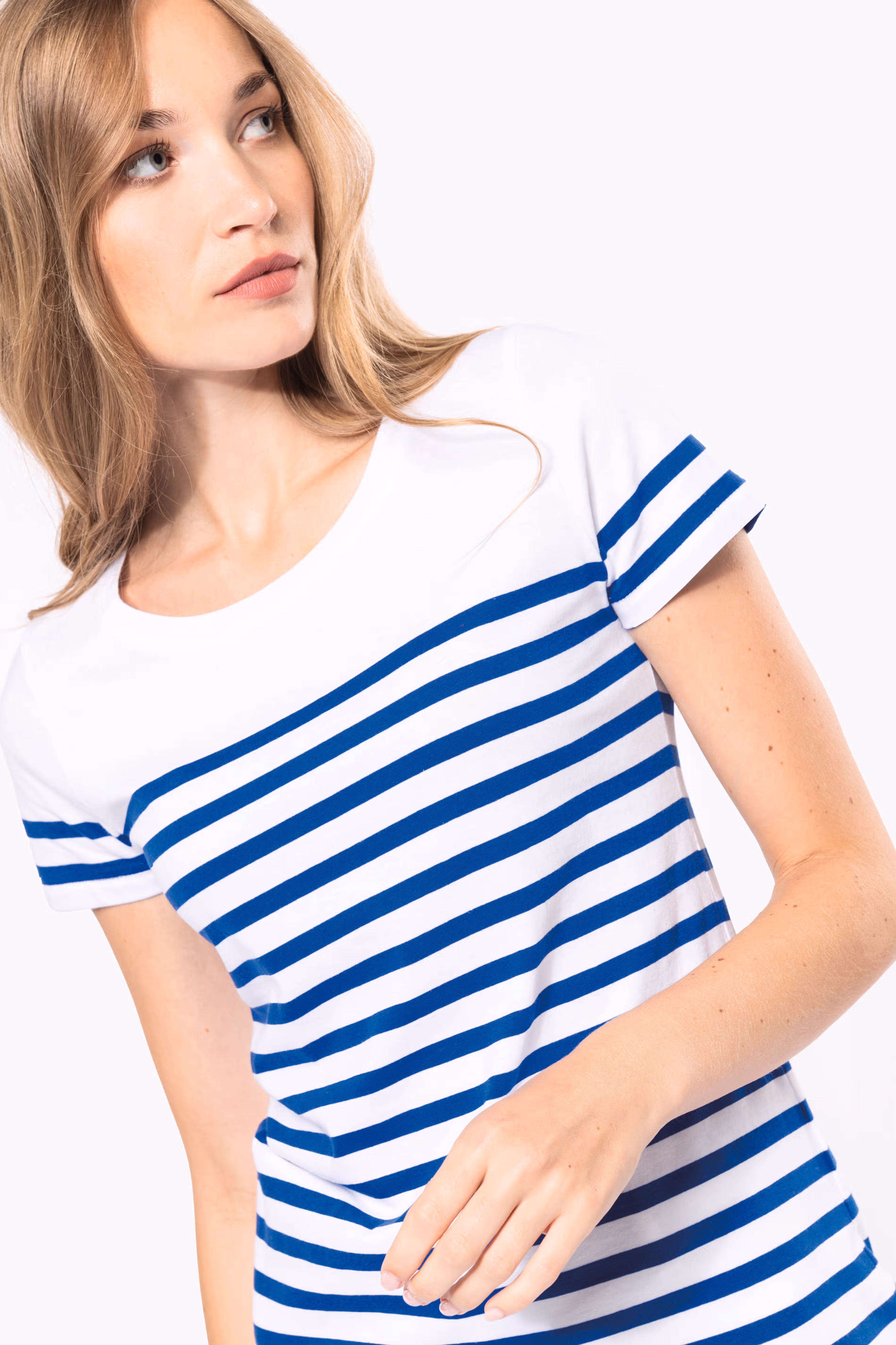 K3034 - T-shirt estilo marinheiro Bio com decote redondo para senhora - Imagem 8
