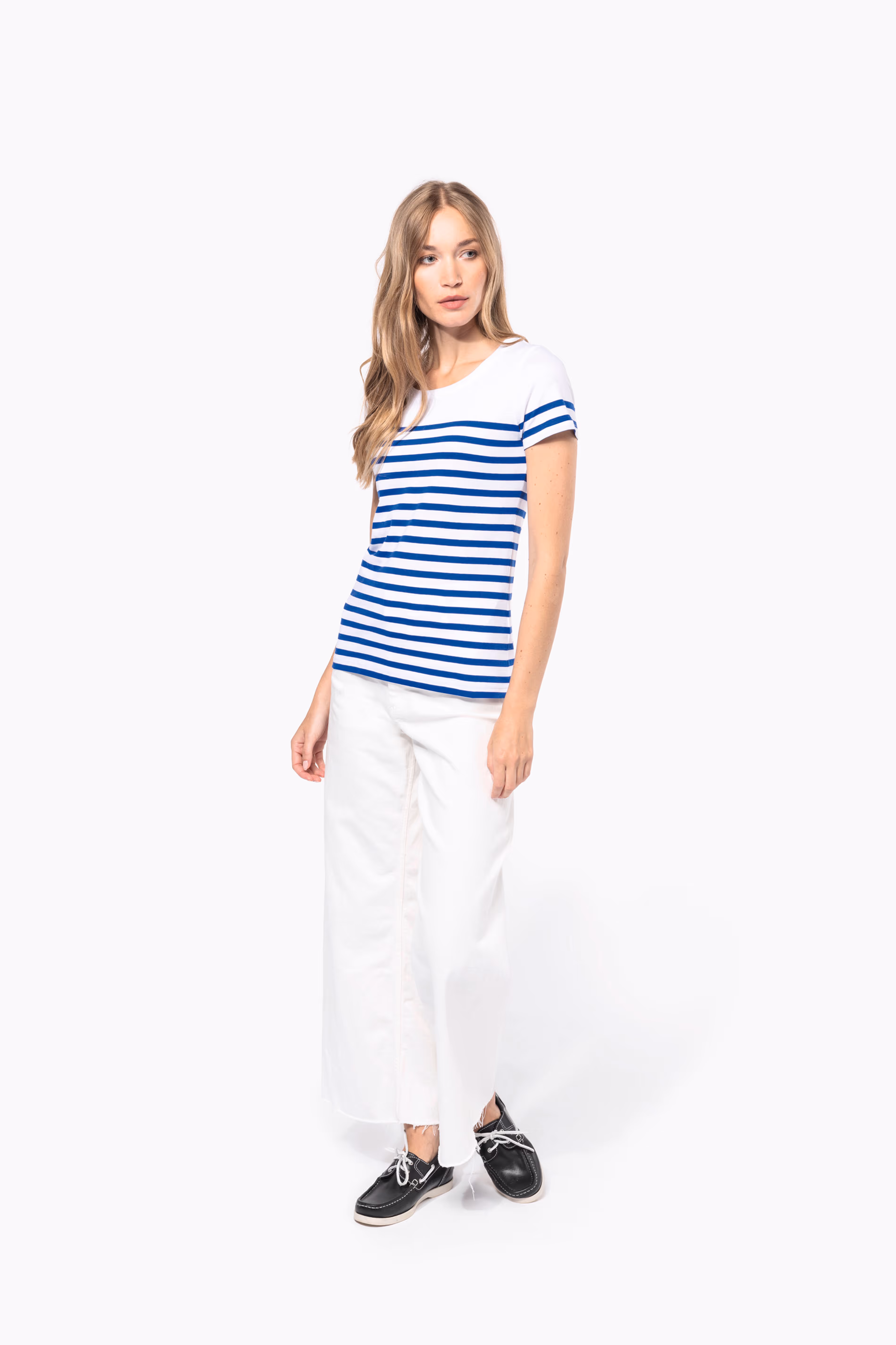 K3034 - T-shirt estilo marinheiro Bio com decote redondo para senhora - Imagem 7