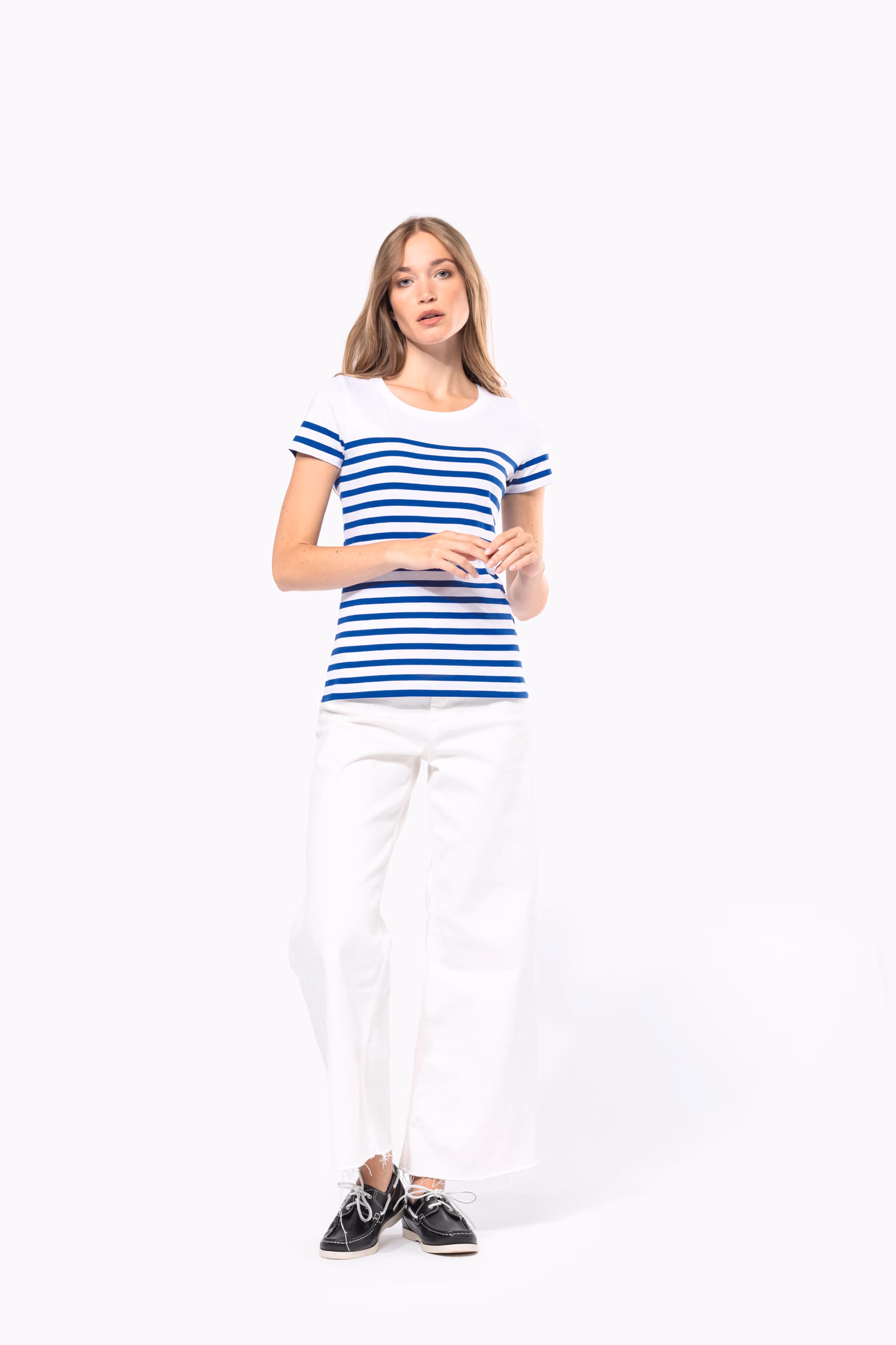 K3034 - T-shirt estilo marinheiro Bio com decote redondo para senhora - Imagem 6
