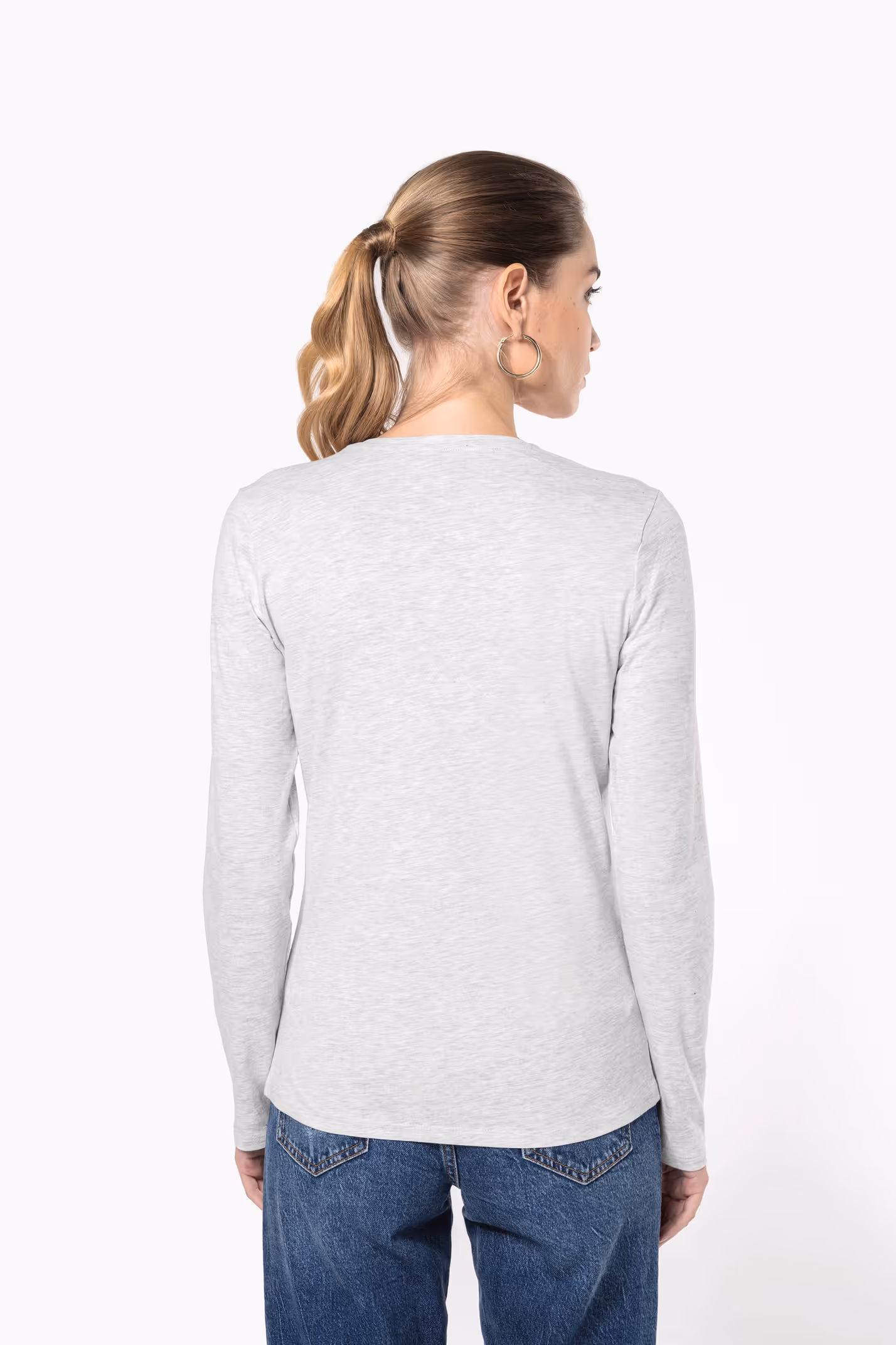 K382 - T-shirt de manga comprida decote V senhora - Imagem 2