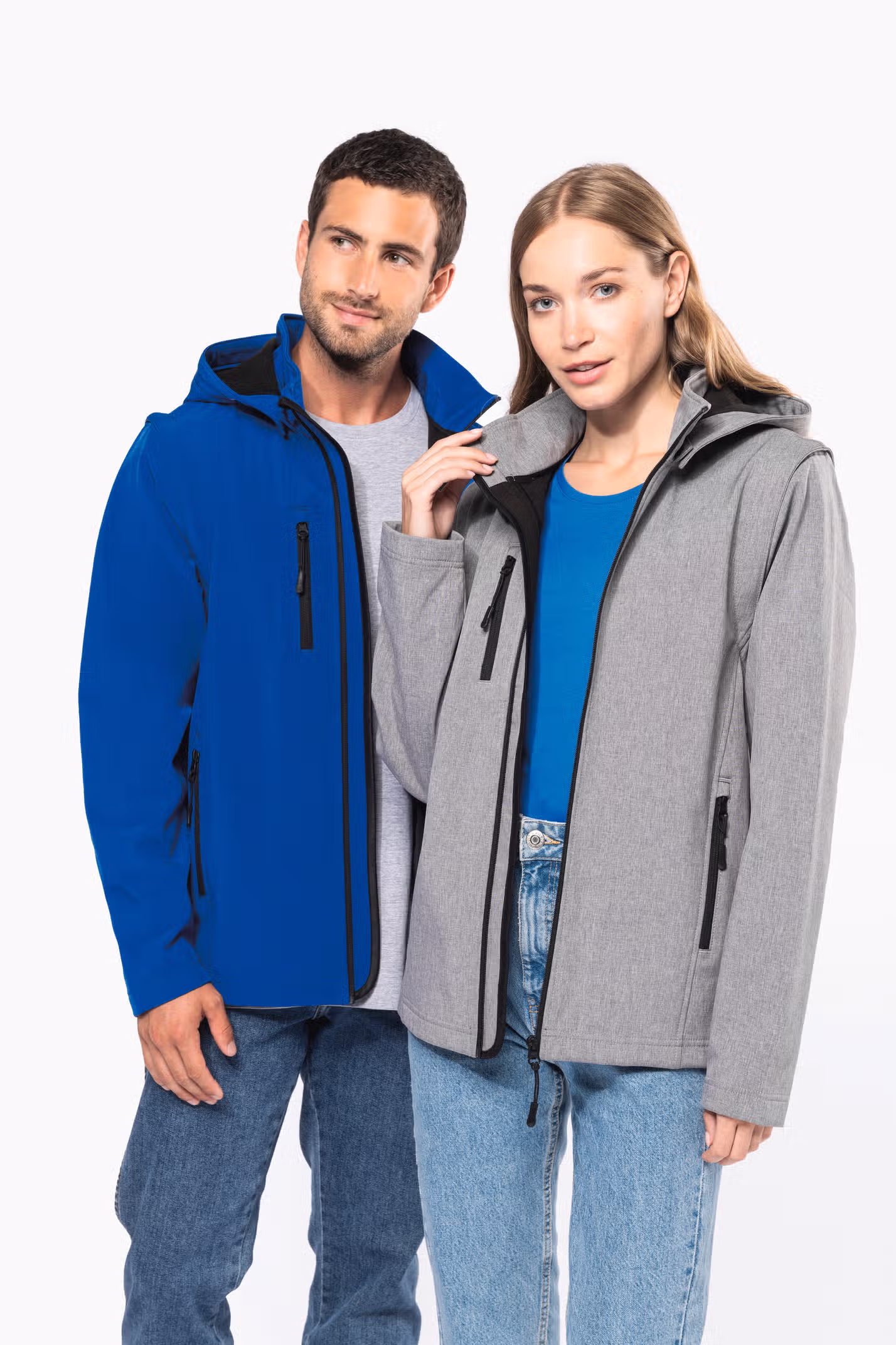K422 - Blusão softshell 3 camadas com capuz e mangas amovíveis unissexo