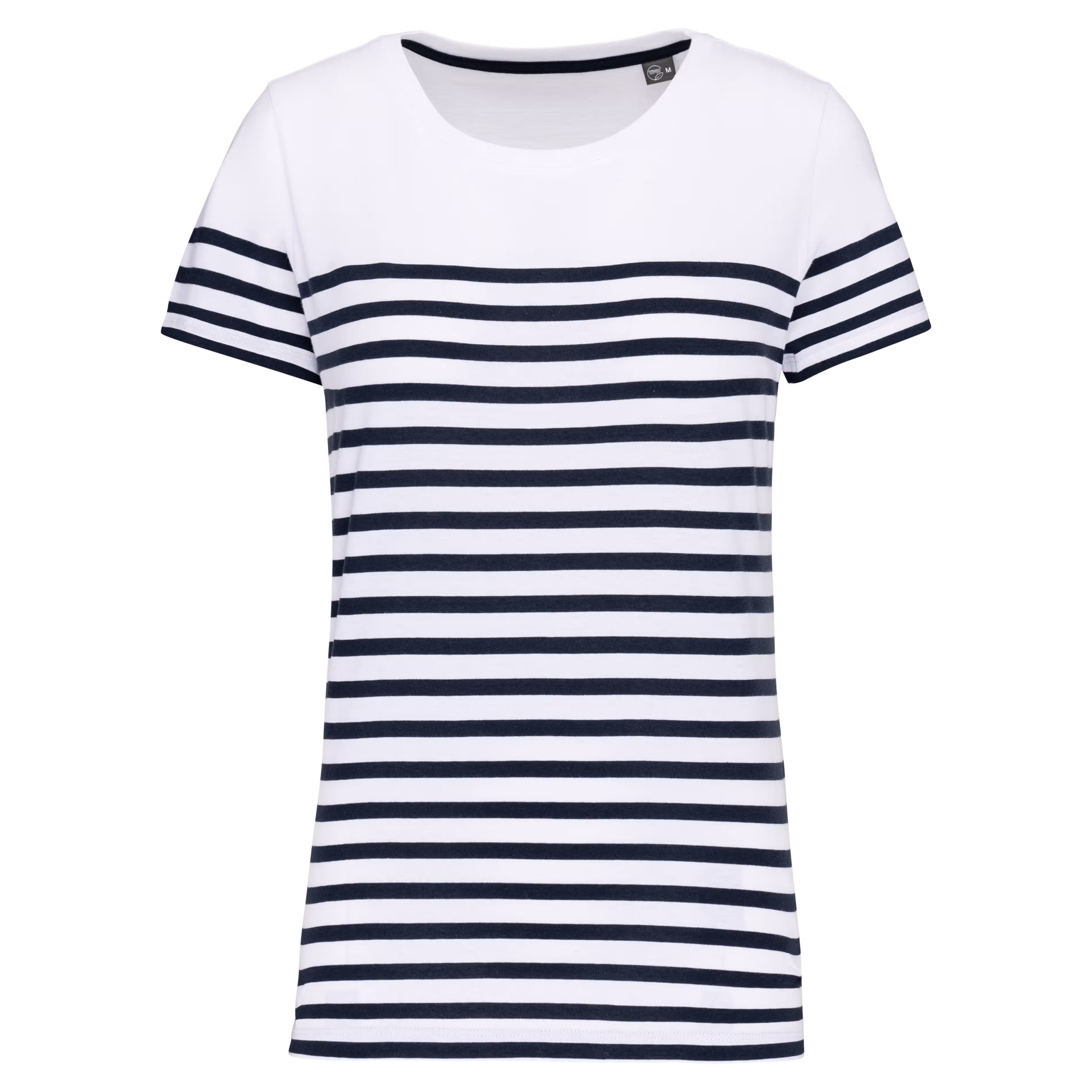 K3034 - T-shirt estilo marinheiro Bio com decote redondo para senhora - Imagem 4
