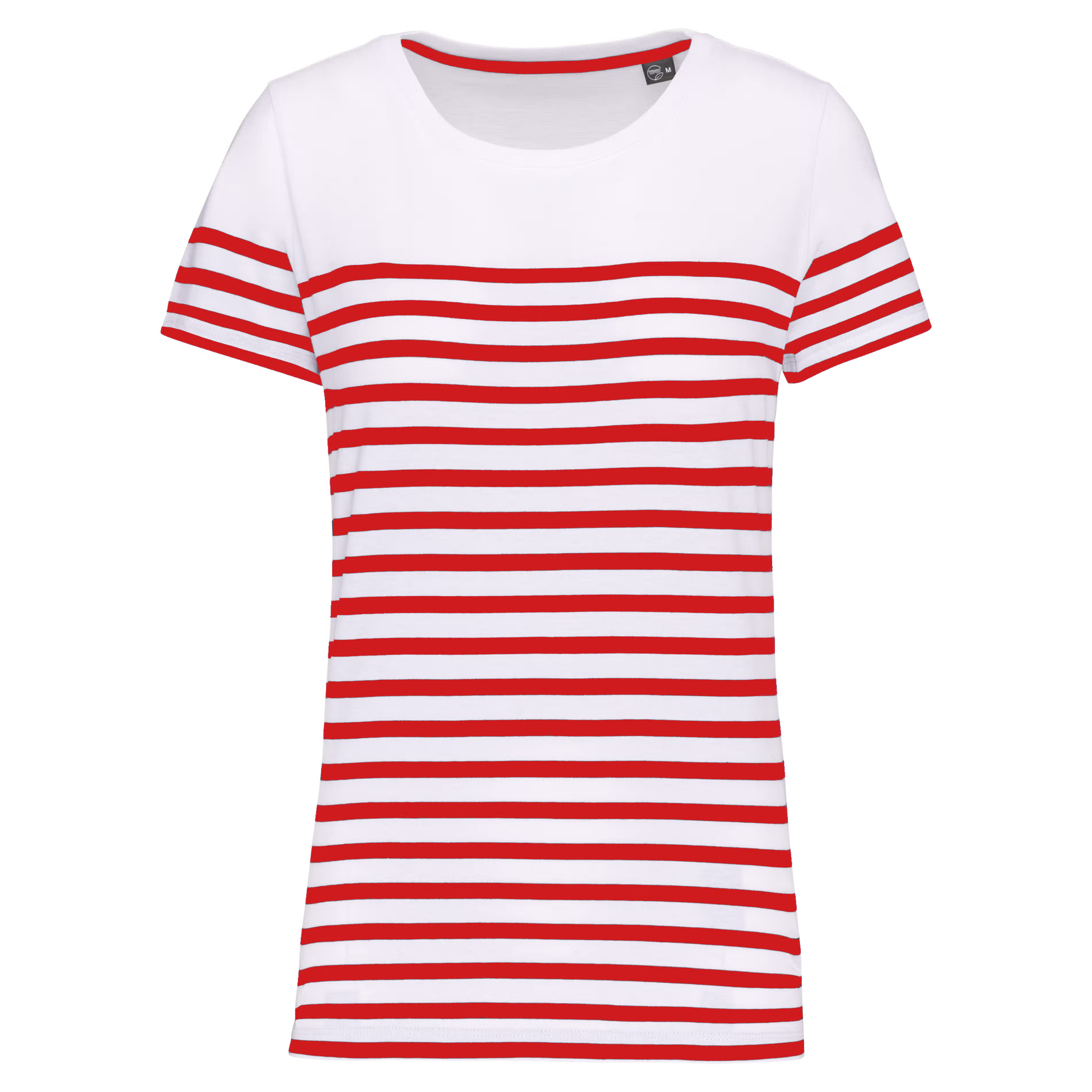 K3034 - T-shirt estilo marinheiro Bio com decote redondo para senhora - Imagem 3